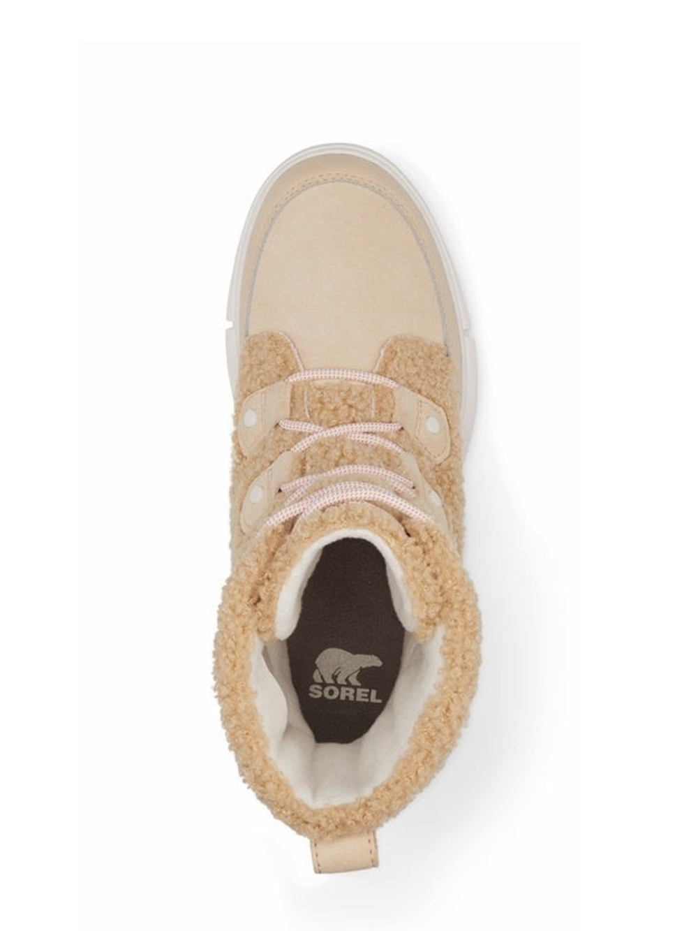 Sorel Explorer || Joan Lightweight Sherpa Lace-Up Boot in Tan - Picture 3 of 8